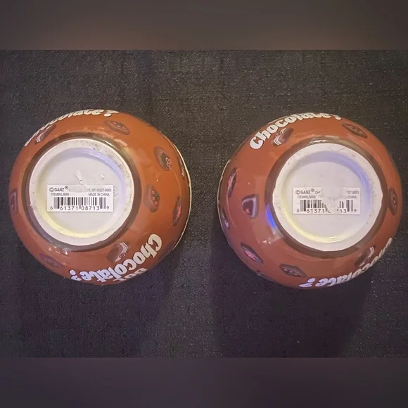 Got Chocolate? 2 Ceramic Bowl Brown White Chocolate Candies Snacks Ice Cream NWT - Picture 7 of 9